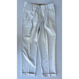 Vintage Dockers Class A Mens 34x31 Khaki Chinos Relaxed Fit Pleated Cuffed USA